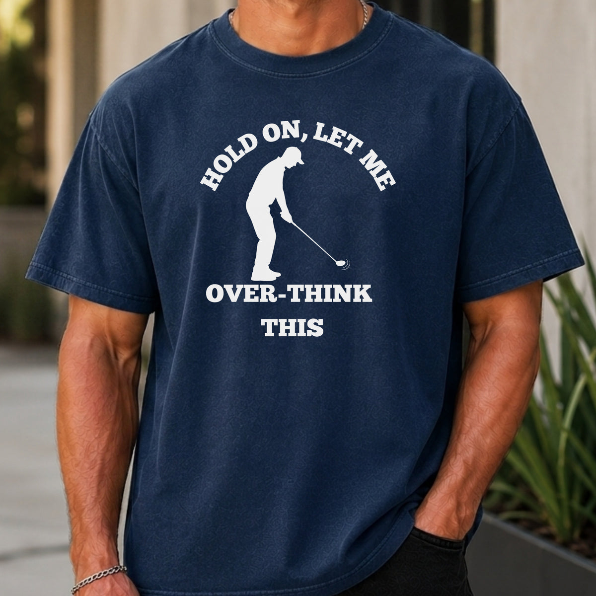 Overthinking Premium Tee worn, True Navy