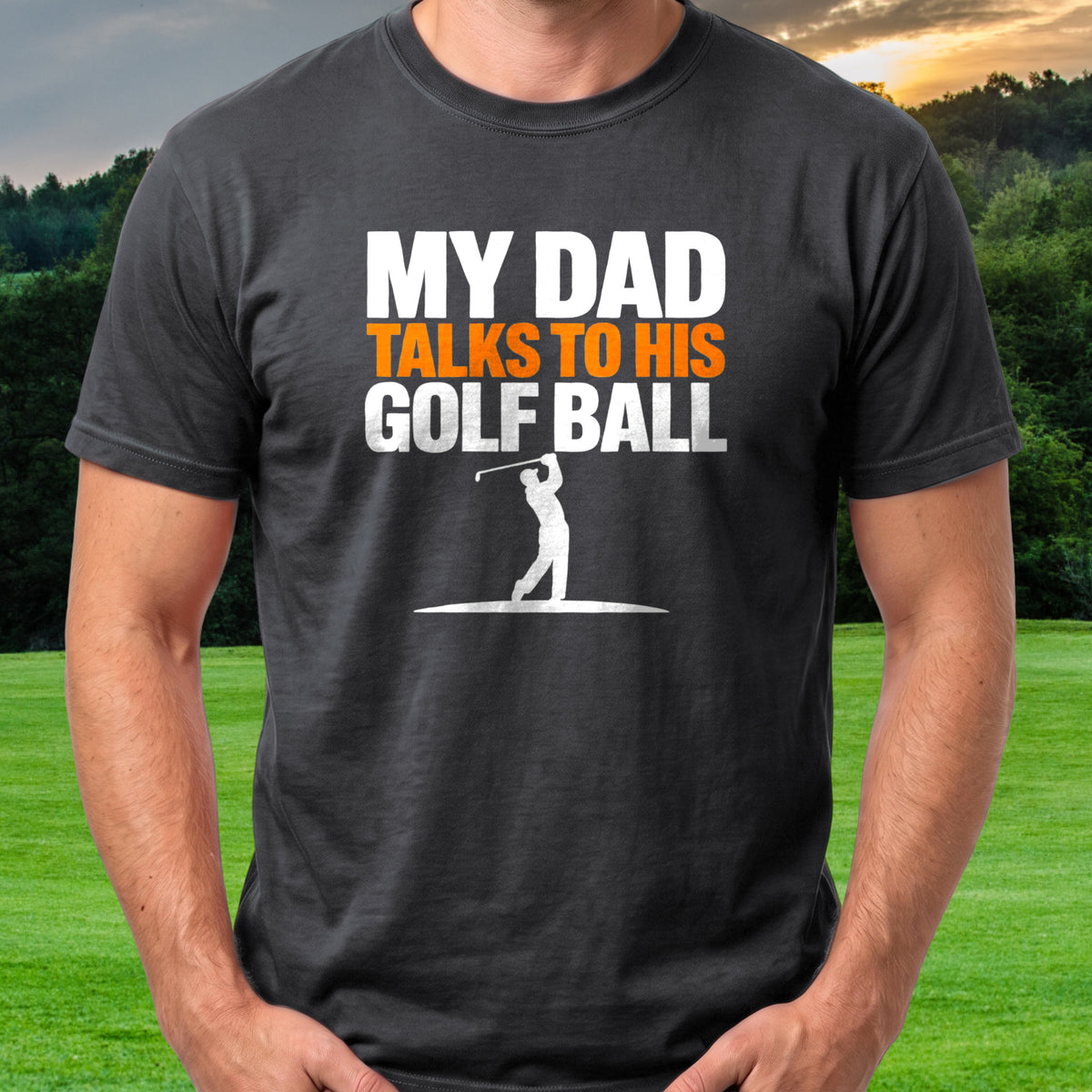 Dad Talks To His Ball Tee worn on the golf course, Black