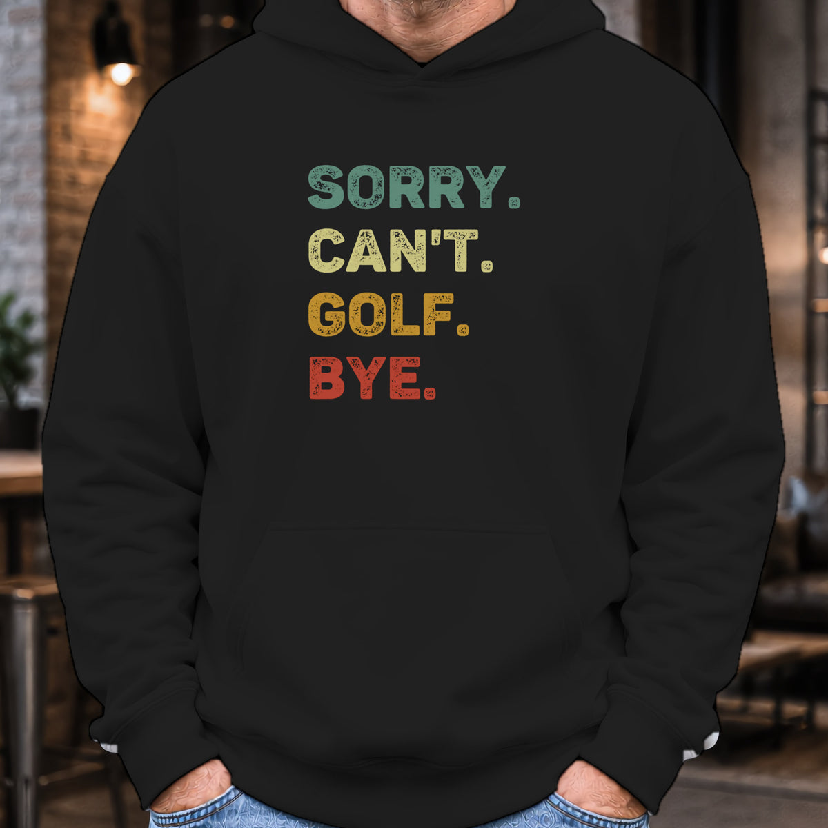 Sorry Can't Hoodie worn, Black