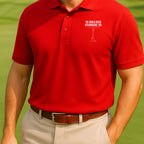 Ditch Diggers Performance Polo worn on the golf course, Red