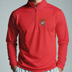 Birdie Juice Flask Quarter Zip worn, Red