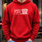 Happy Place Hoodie worn, Red