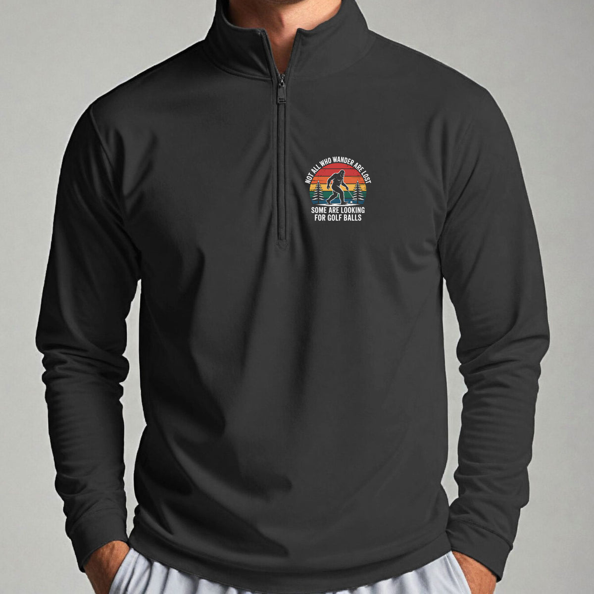 Wandering Sasquatch Quarter Zip worn, Black