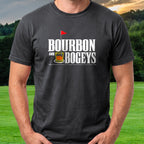 Bourbon And Bogeys Tee worn on the golf course, Black