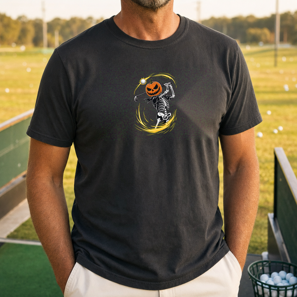 Jack-O-Swing Tee worn on the golf course, Black