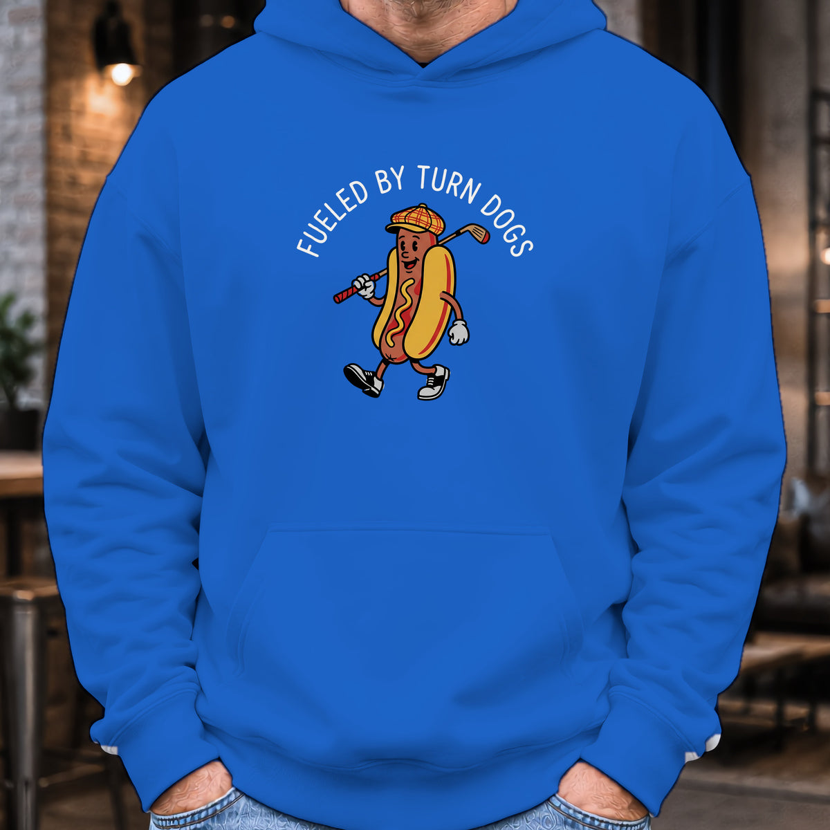 Turn Dog Fuel Hoodie worn, Royal