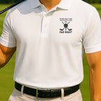 Far Right Performance Polo worn on the golf course, White