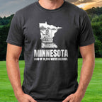 Minnesota Land Of 10,000 Water Hazards Tee worn on the golf course, Black