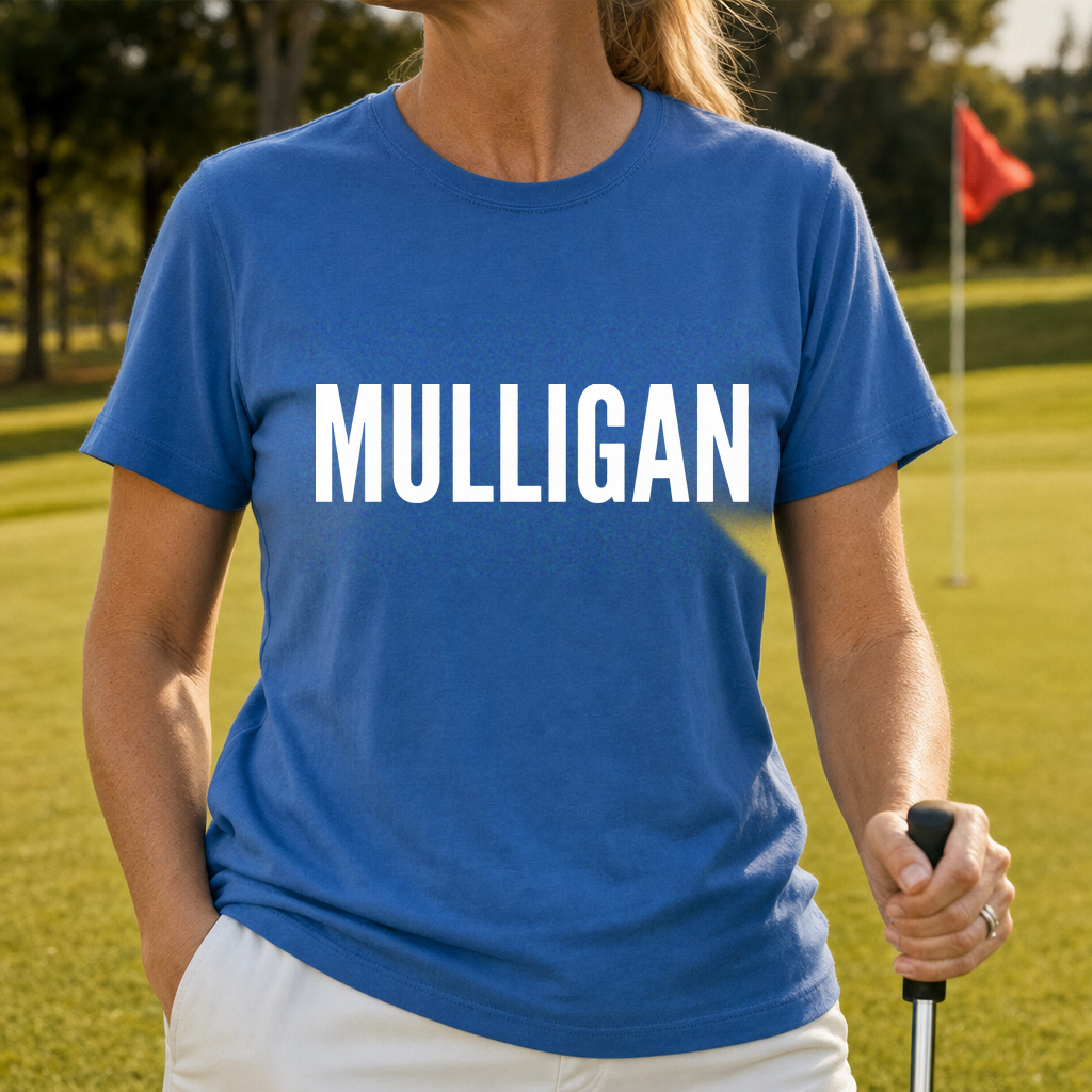 MULLIGAN Dimples Tee worn on the golf course, Royal