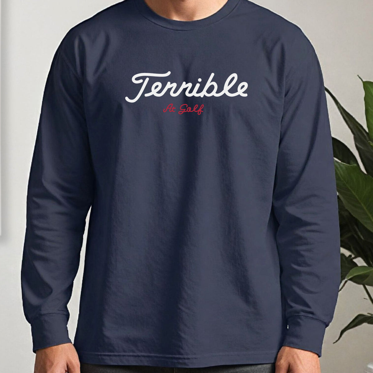 Terrible Long Sleeve Tee worn, Navy