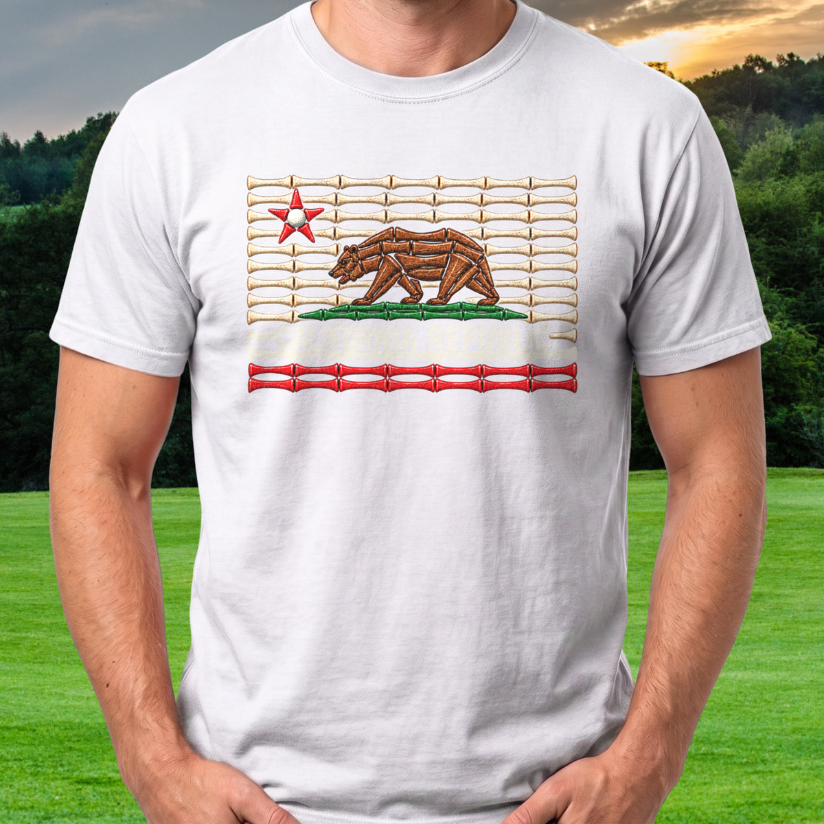 California Republic Golf Tee worn on the golf course, White
