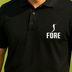 Fore! Performance Polo worn on the golf course, Black