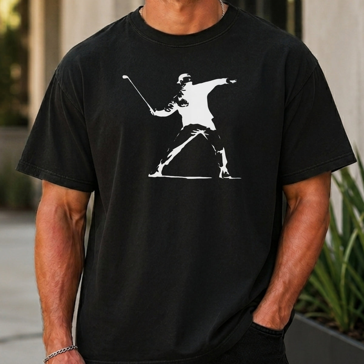 Club Thrower Premium Tee worn, Black