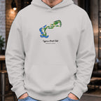 Cypress Point Club Course Map Hoodie worn, Sport Grey
