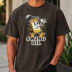 Swing Oil Beer Can Premium Tee worn, Pepper