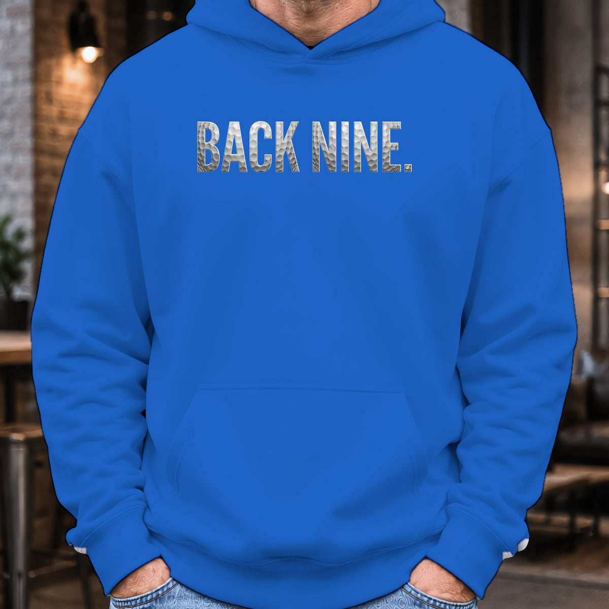 Back Nine Dimples Hoodie worn, Royal
