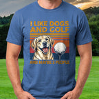 I Like Dogs And Golf Tee worn on the golf course, Royal