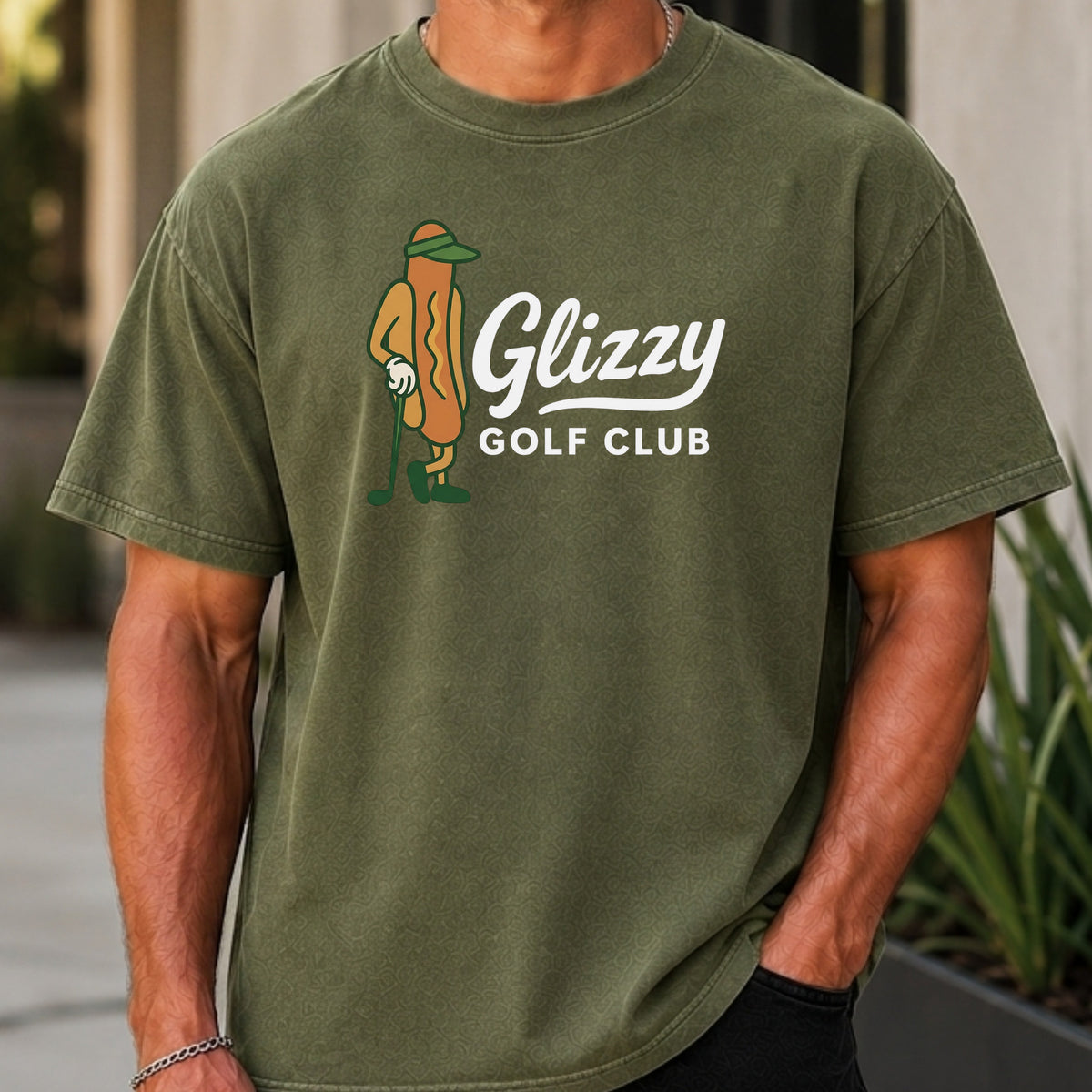 Glizzy Golf Club Premium Tee worn, Moss