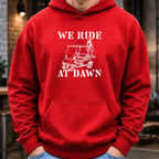 We Ride At Dawn Cart Hoodie worn, Red