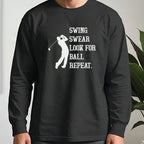 Swing Swear Repeat Long Sleeve Tee worn, Black