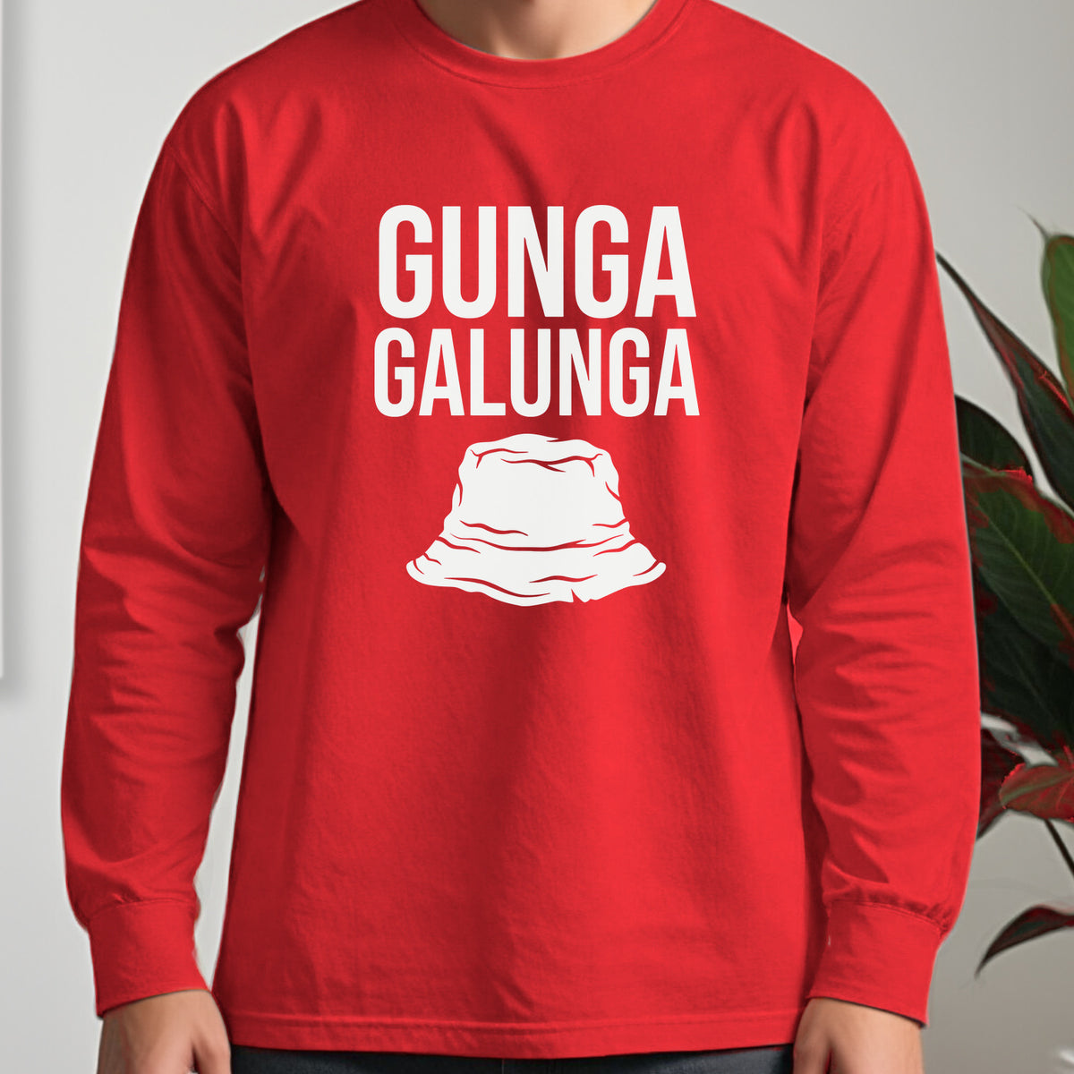 Gunga Galunga Long Sleeve Tee worn, Red