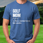 Golf Mom Tee worn on the golf course, Royal