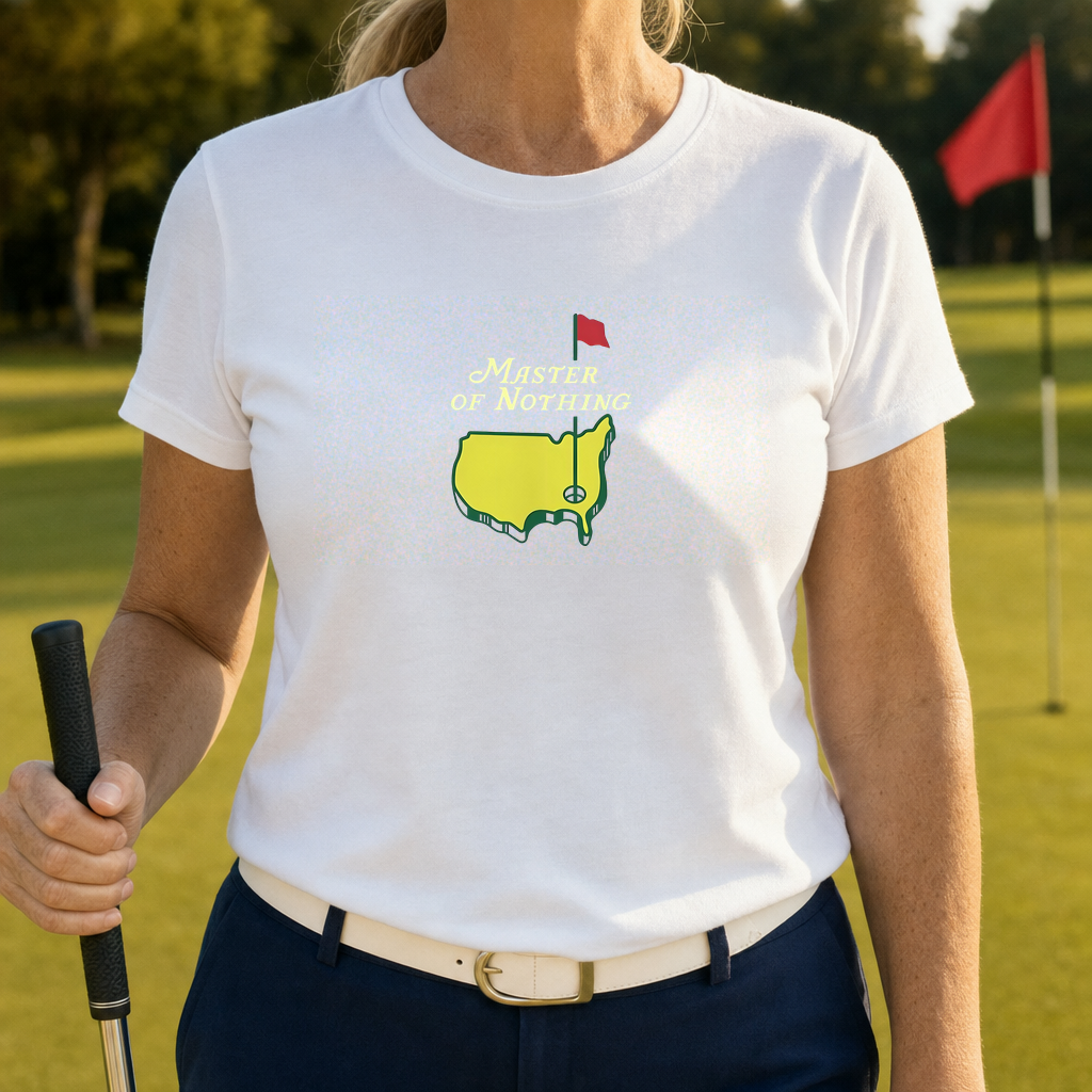 Master Of Nothing Tee worn on the golf course, White