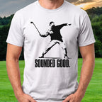 Sounded Good Club Thrower Tee worn on the golf course, White