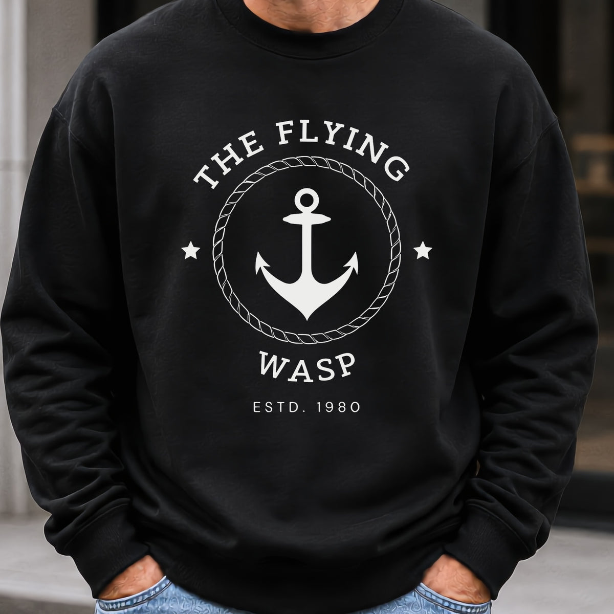 The Flying Wasp Sweatshirt worn, Black
