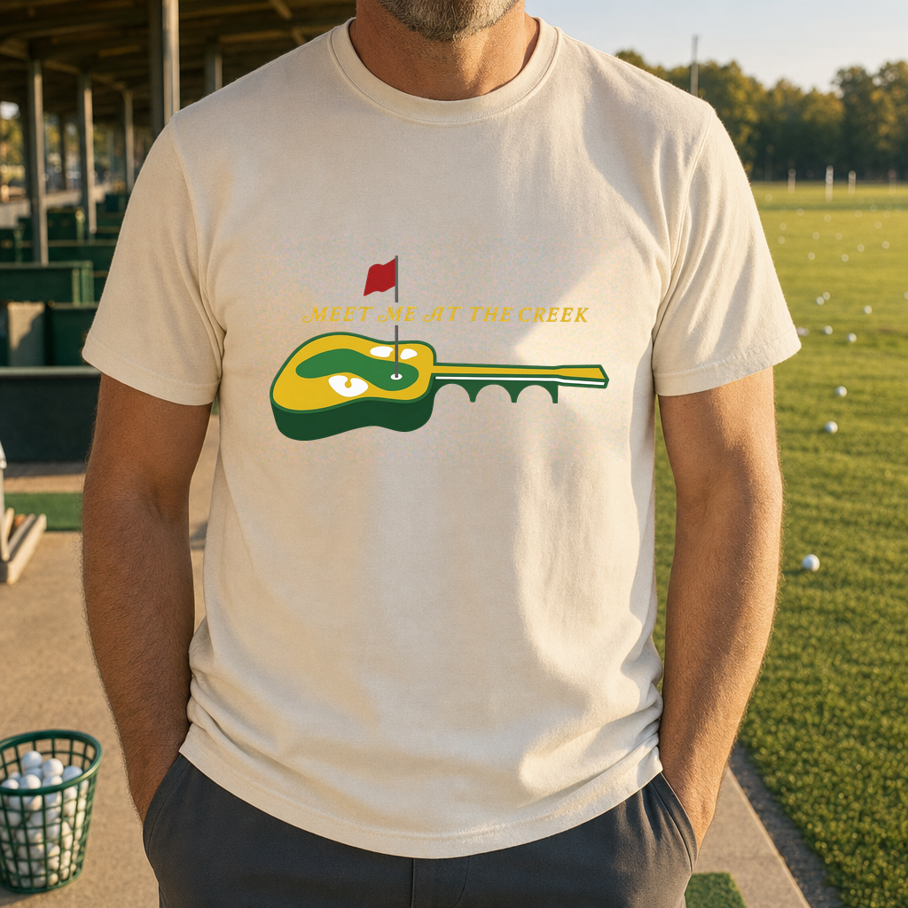 Meet Me At The Creek Tee worn on the golf course, Natural