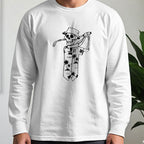 Tropical Skeleton Long Sleeve Tee worn, White