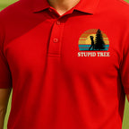 Stupid Tree Performance Polo worn on the golf course, Red