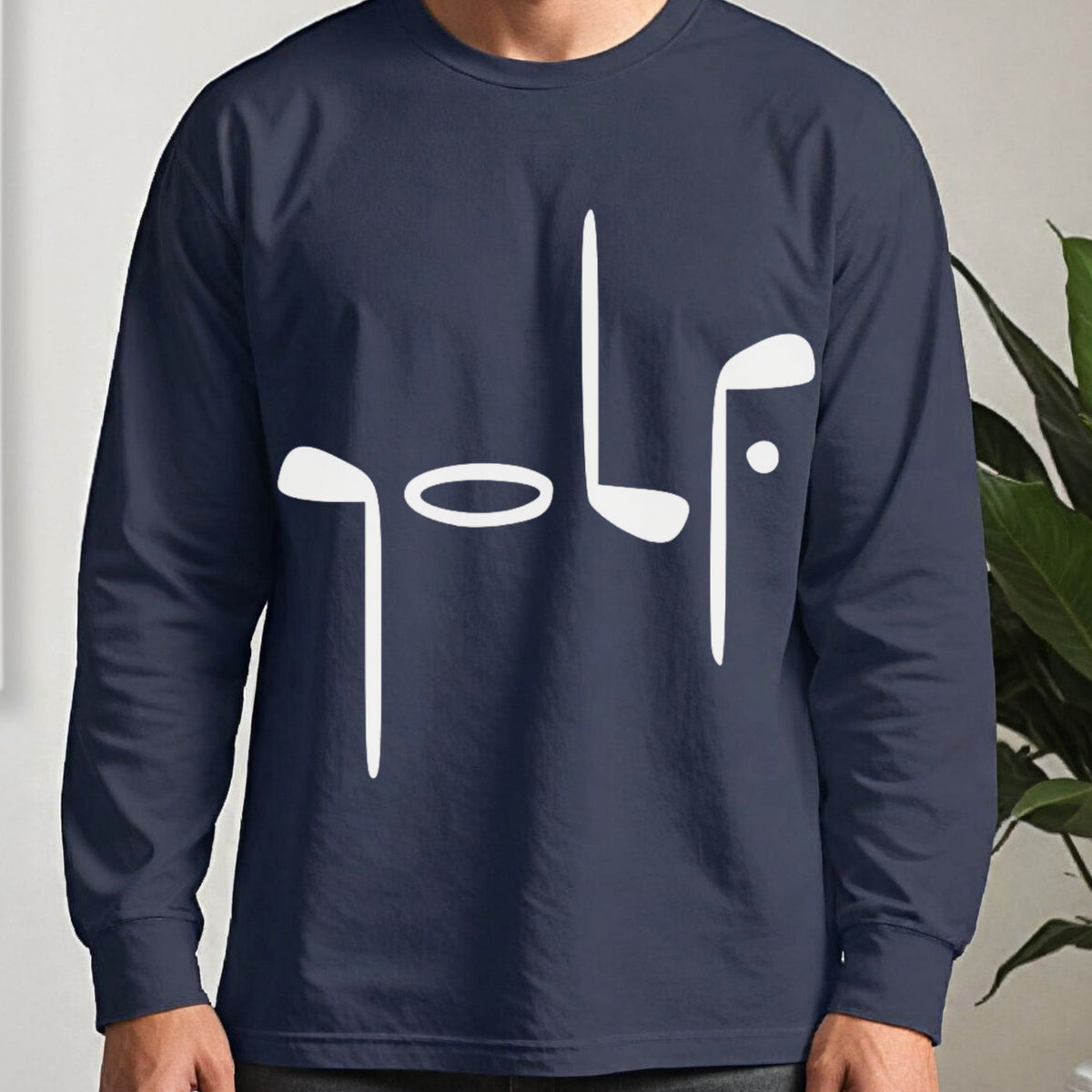 Golf Club Type Long Sleeve Tee worn, Navy