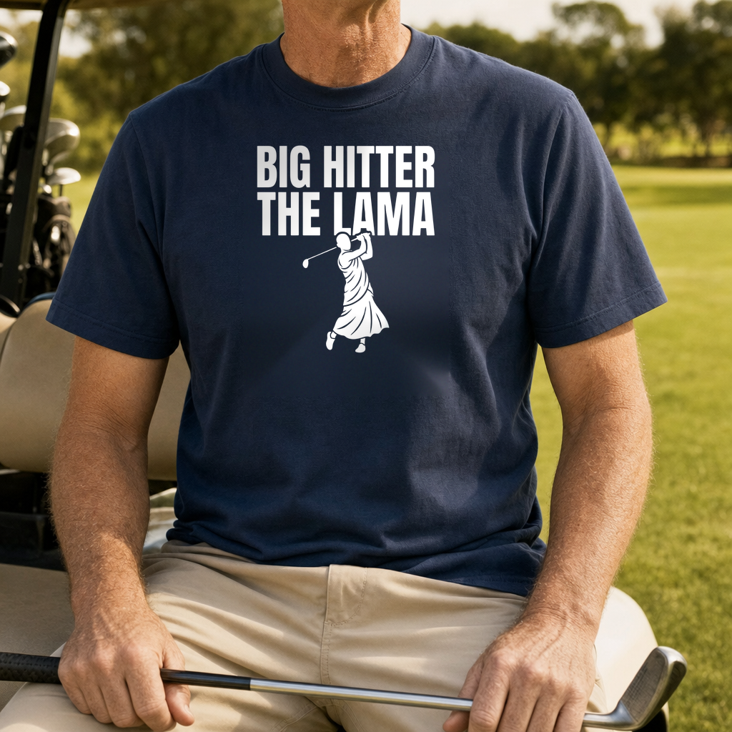 Big Hitter Heavyweight Tee worn on the golf course, True Navy