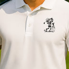 Skeleton Golfing! Performance Polo worn on the golf course, White