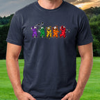 Golf Swing Bears Spray Paint Tee worn on the golf course, Navy
