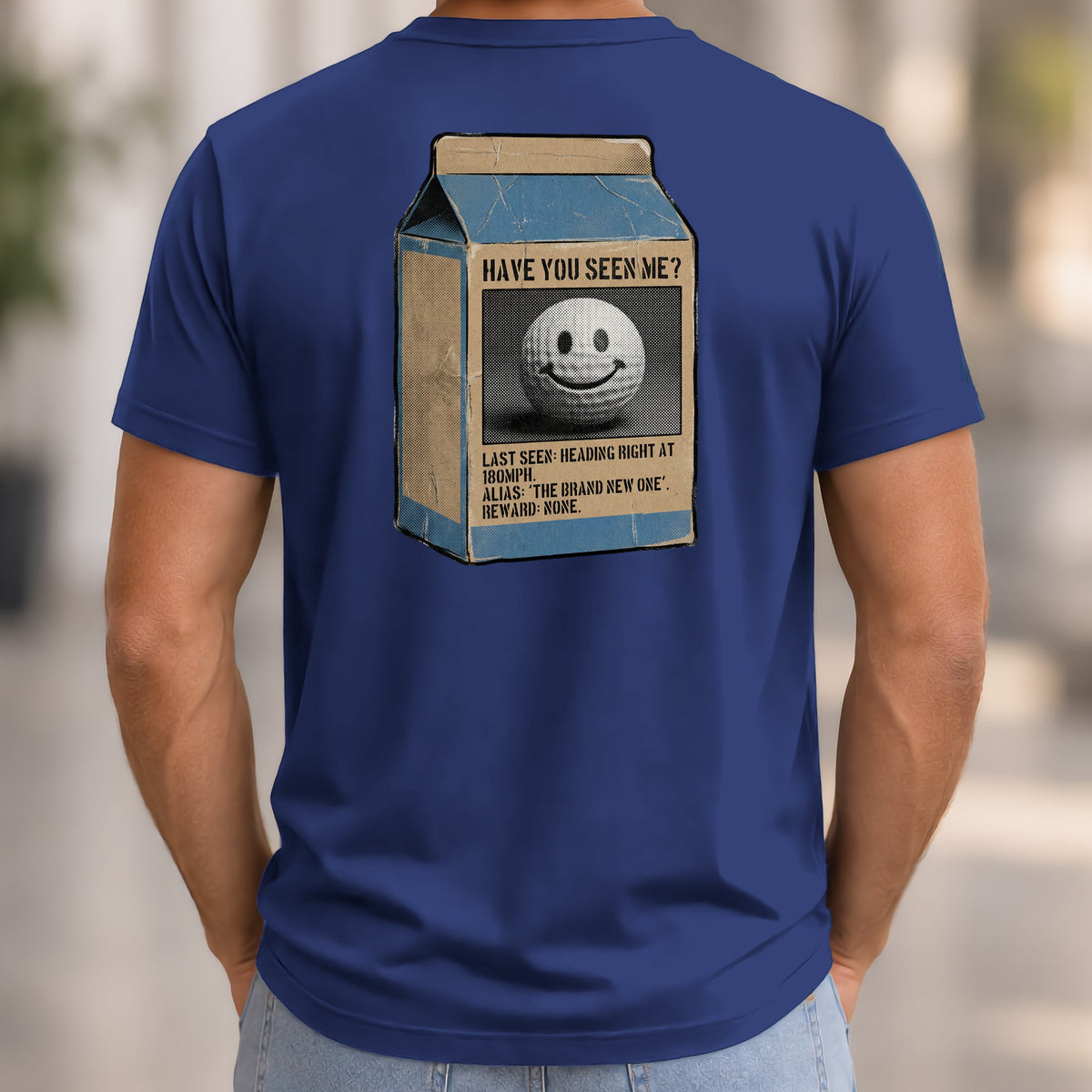 Have You Seen Me Back Print Tee worn, Navy