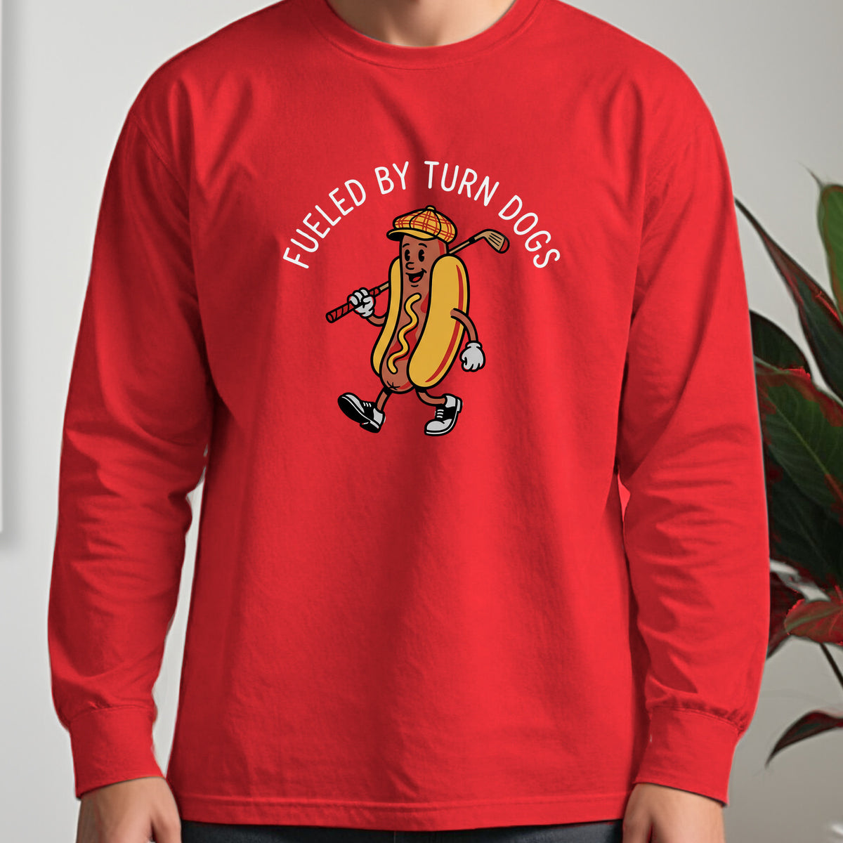Turn Dog Fuel Long Sleeve Tee worn, Red