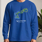 Cypress Point Club Course Map Long Sleeve Tee worn, Royal