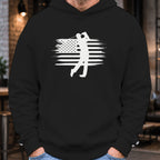 USA Flag Golfer Hoodie worn, Black