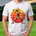 Angry Female Golfer Sunset Tee worn on the golf course, White