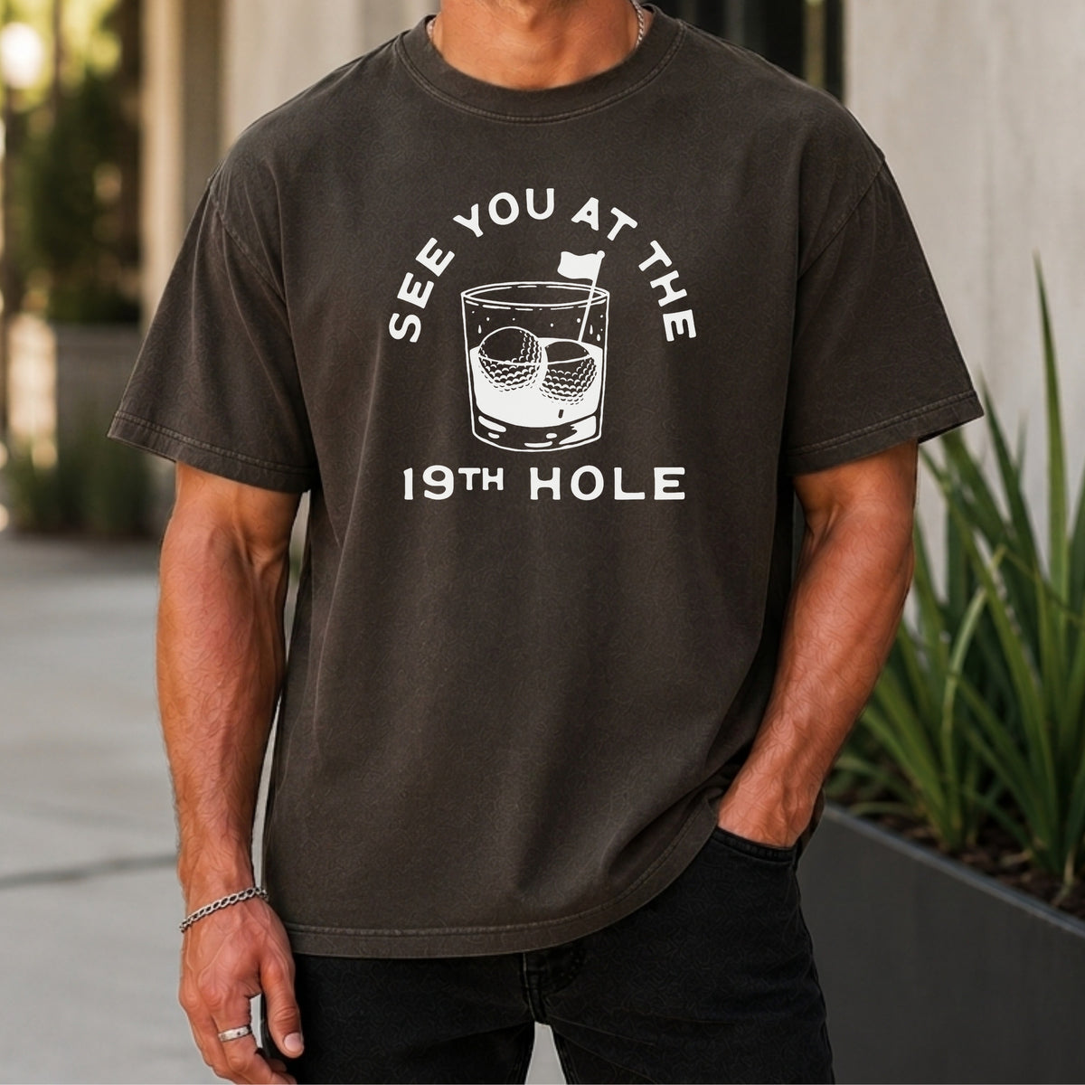 See You At The 19th Hole Premium Tee worn, Pepper