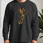 Rose Skeleton Swing Long Sleeve Tee worn, Black