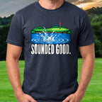 Sounded Good Pond Tee worn on the golf course, Navy