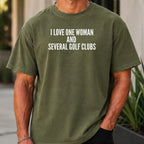 I Love One Woman Premium Tee worn, Moss