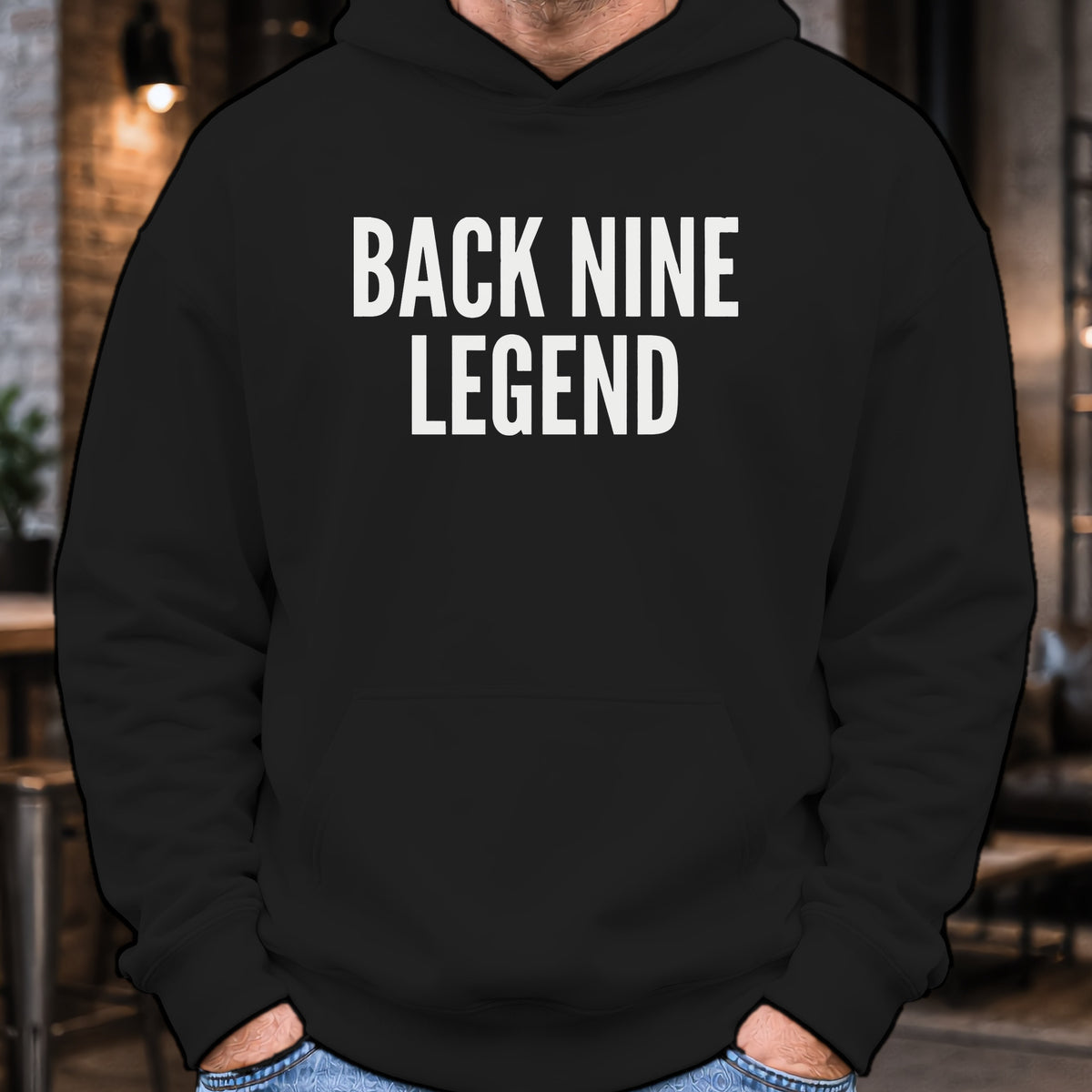 BACK NINE LEGEND Hoodie worn, Black