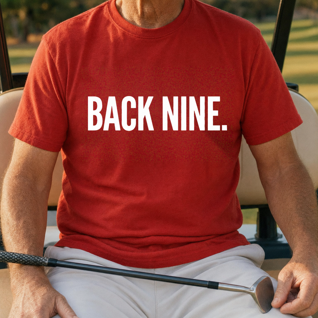 Back Nine Tee worn on the golf course, Red