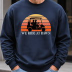 We Ride At Dawn Sunrise Sweatshirt worn, Navy