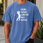 Swing Swear Repeat Premium Tee worn, Mystic Blue
