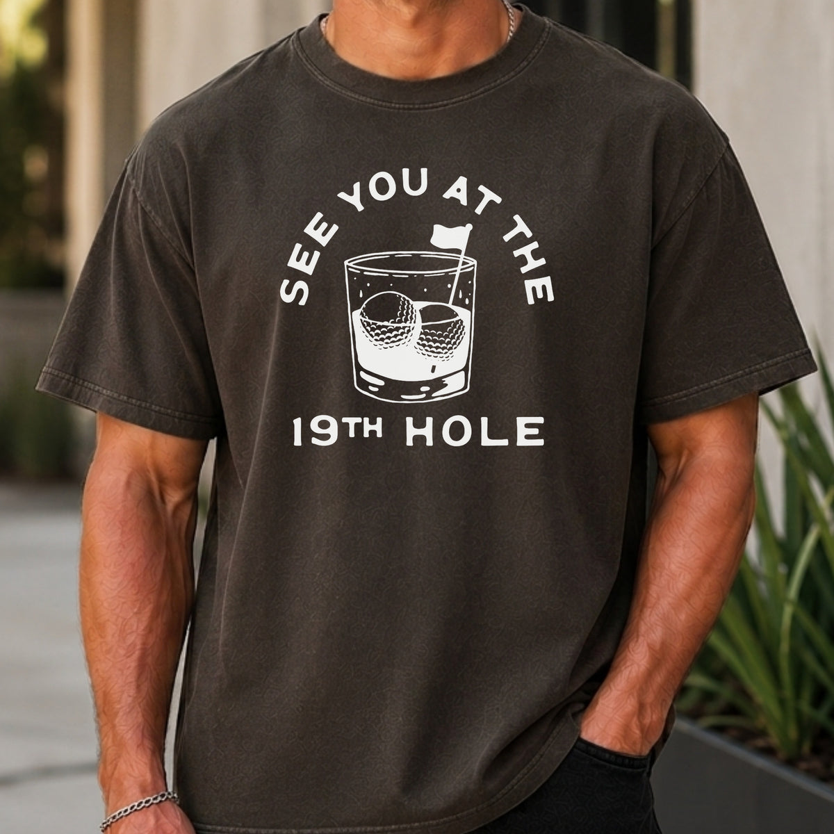 See You At The 19th Hole Premium Tee worn, Pepper